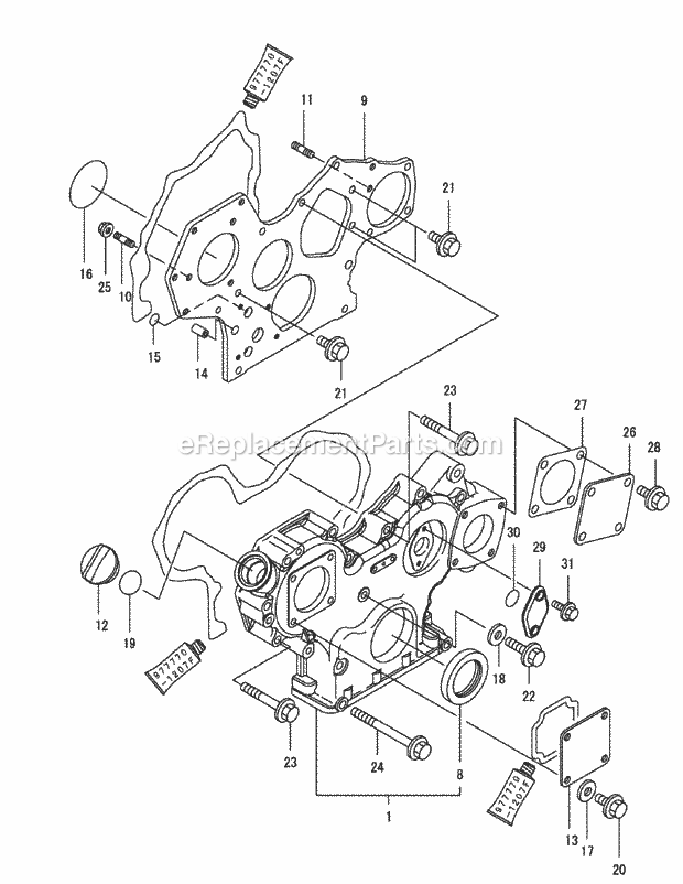 Yanmar 3tnv82a-Bdcb Gear Housing Diagram and Parts List for S6032-D 53AY8DU6050 Cub Cadet Sprayer